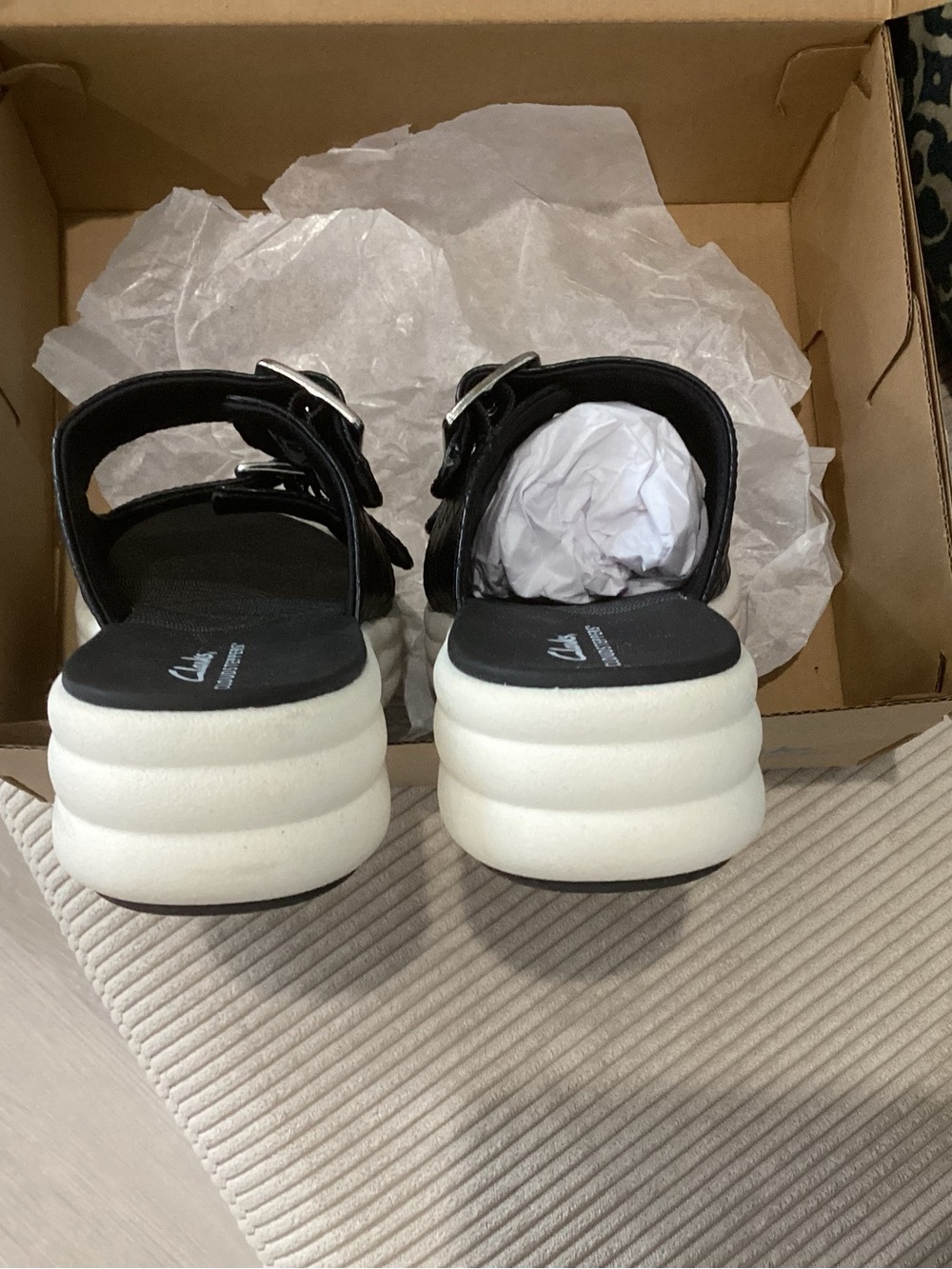 Clarks Black Drift Buckle Slide Sandals 8.5 - Picture 4 of 5